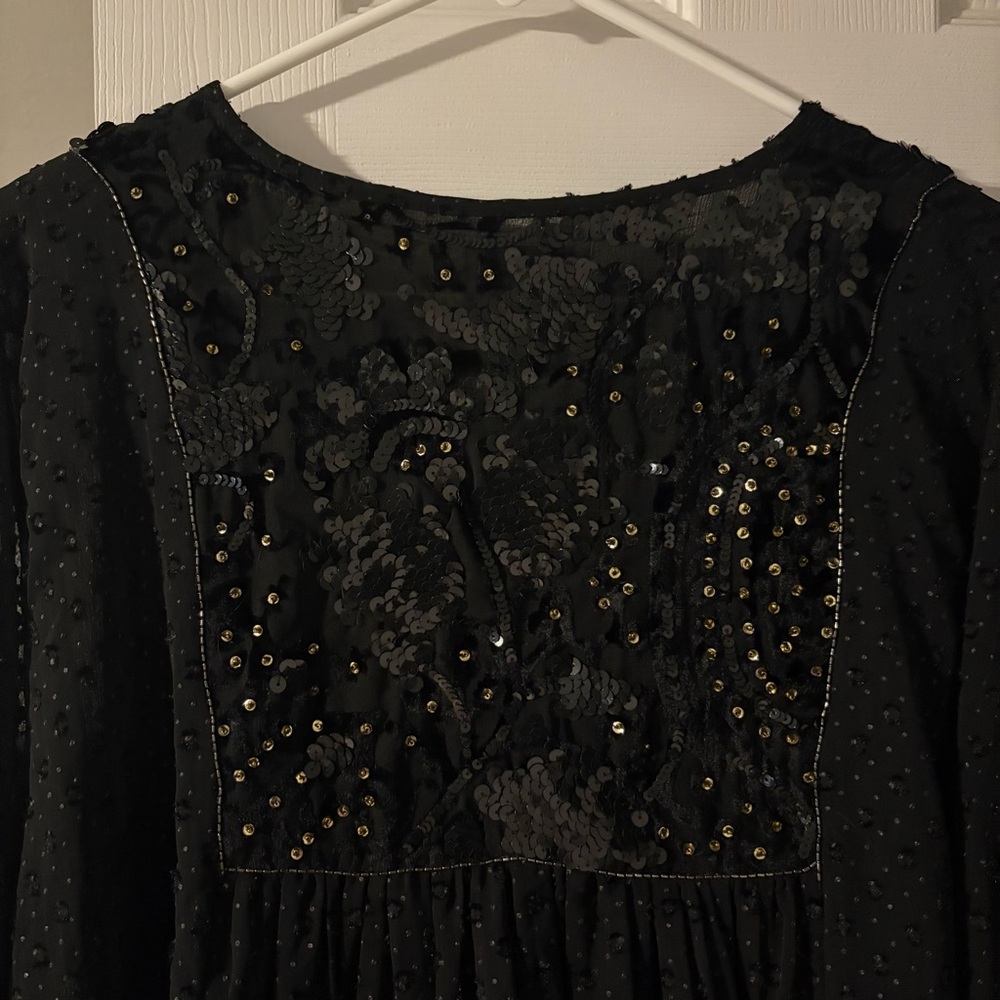 Zara Black Sequin Embellished Blouse - Picture 16 of 16